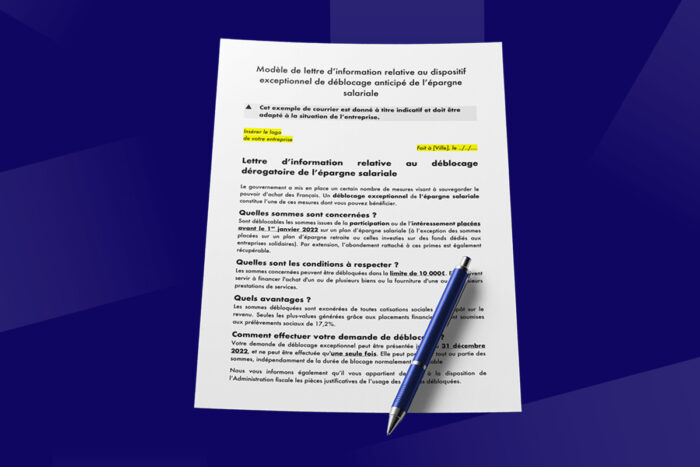 Modèle de Lettre : Déblocage anticipé de l’épargne salariale
